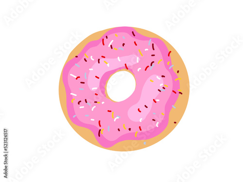 donut glaçage rose, illustration à la main, fond transparent