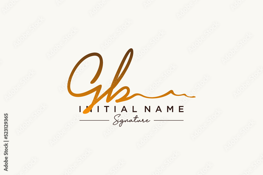Initial GB signature logo template vector. Hand drawn Calligraphy lettering Vector illustration. - obrazy, fototapety, plakaty 