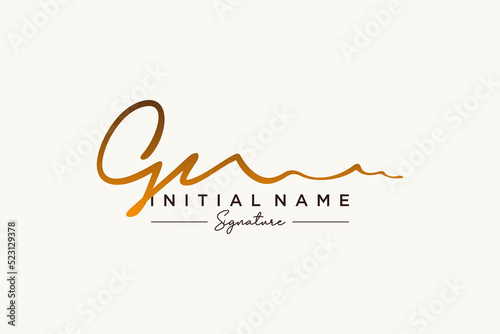 Initial GN signature logo template vector. Hand drawn Calligraphy lettering Vector illustration.