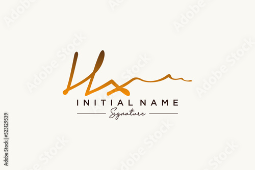 Initial HX signature logo template vector. Hand drawn Calligraphy lettering Vector illustration.