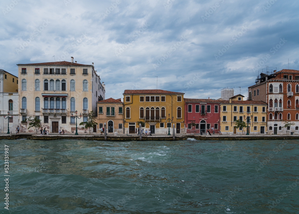 Typical Venetian architecture seen from the lagoon in Venice, Italy