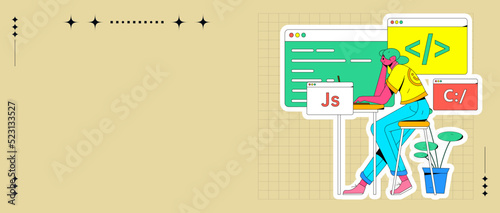 Development front-end back-end programming teaching vector illustration
