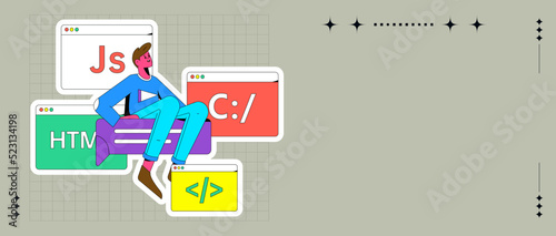 Development front-end back-end programming teaching vector illustration

