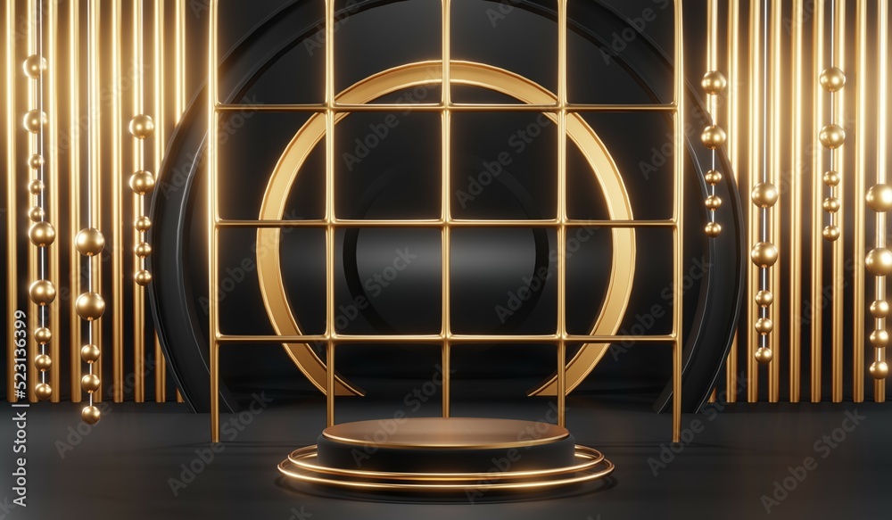 3D rendering of blank product background for cream cosmetics Modern black podium background 3D rendering of blank product background for cream cosmetics Modern black podium background