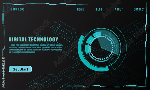 technology concept for web banner template or brochure , Blue colour.