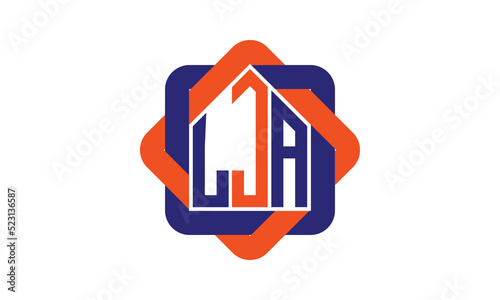 LJA three letter real estate logo with home icon logo design vector template | construction logo | housing logo | engineering logo | initial letter logo | minimalist logo | property logo | photo