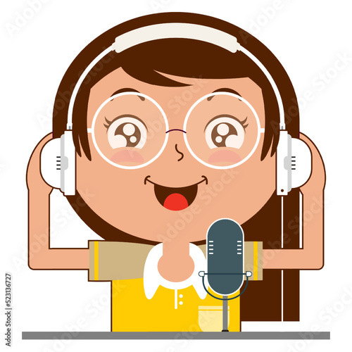 girl talk podcast happy face cartoon cute