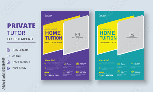 Private Tutor Flyer Template, Home Tuition Flyer, Online Tutors Flyer Template, Course Poster Template, Education Flyer