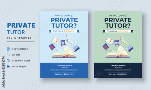 Private Tutor Flyer Template, Home Tuition Flyer, Online Tutors Flyer Template, Course Poster Template, Education Flyer
