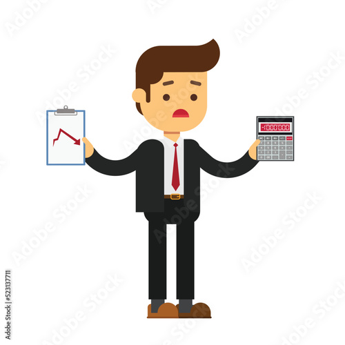Wealth balance loss and business budget investment business forecast help man with calculator