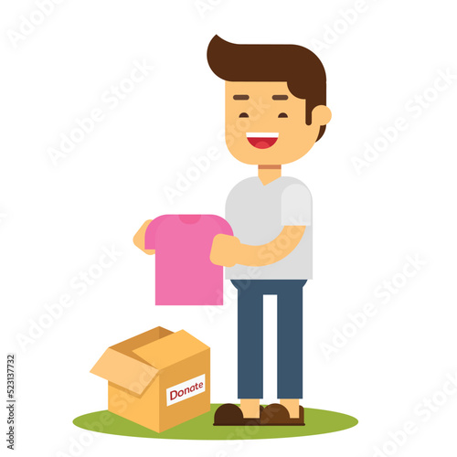 Man with box for charity and donation