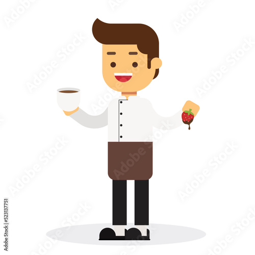 Young Chef with Chocolate fondue