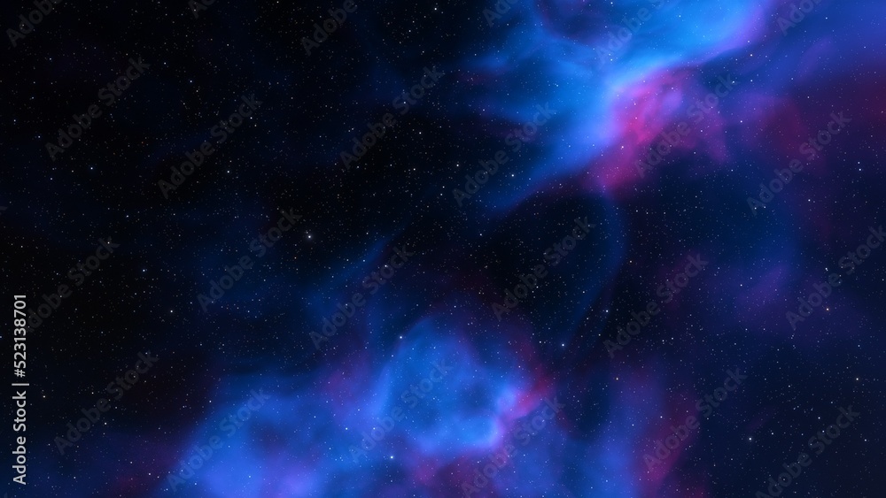 Fototapeta premium Deep space nebula with stars. Bright and vibrant Multicolor Starfield Infinite space outer space background with nebulas and stars. Star clusters, nebula outer space background 3d render 