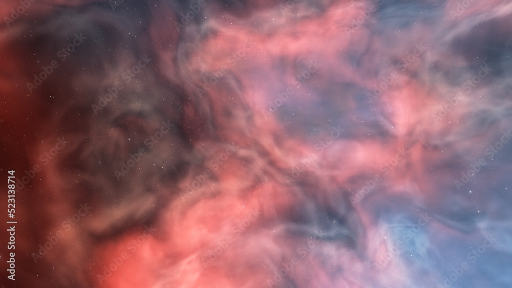 Fototapeta premium Deep space nebula with stars. Bright and vibrant Multicolor Starfield Infinite space outer space background with nebulas and stars. Star clusters, nebula outer space background 3d render 