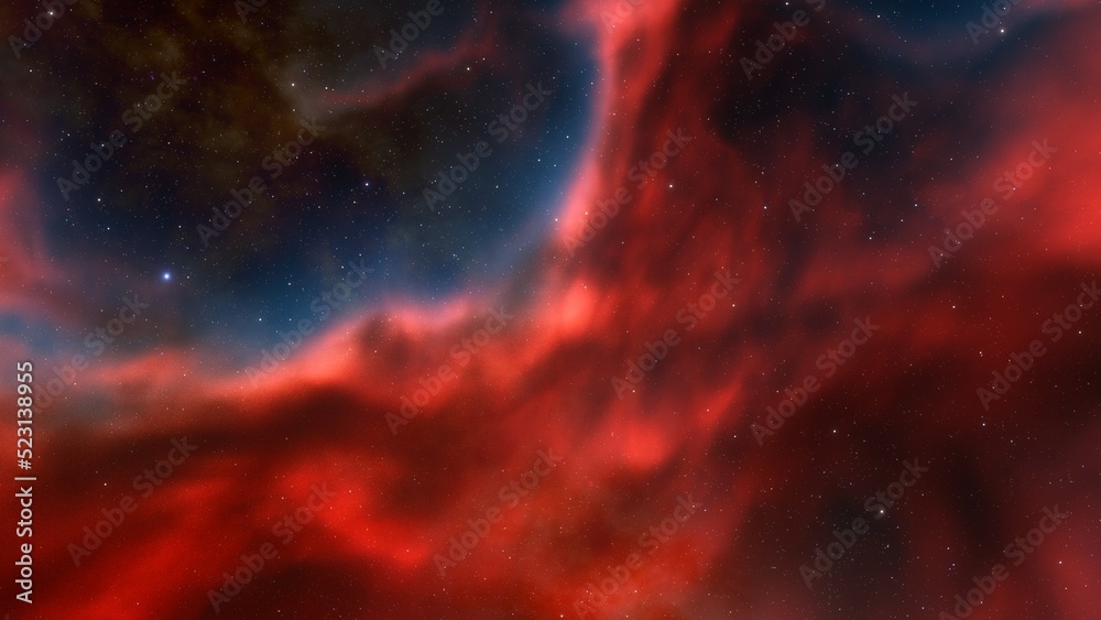 bright nebula, nebula in space, majestic red-purple nebula, beautiful space background 3D render
