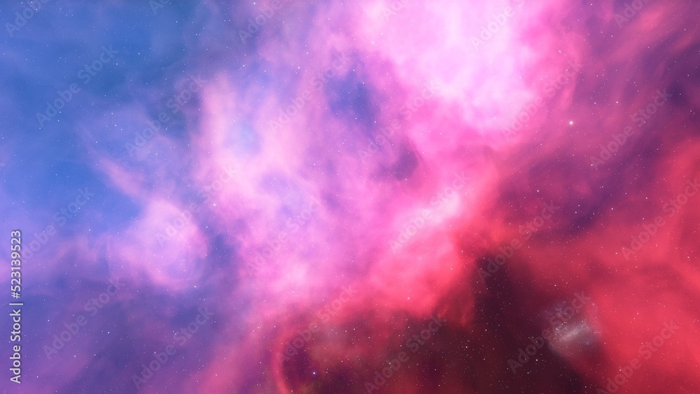 Naklejka premium Cosmic background with a blue purple nebula and stars 