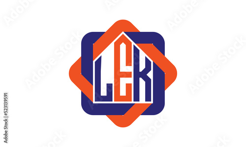 LEK three letter real estate logo with home icon logo design vector template | construction logo | housing logo | engineering logo | initial letter logo | minimalist logo | property logo |