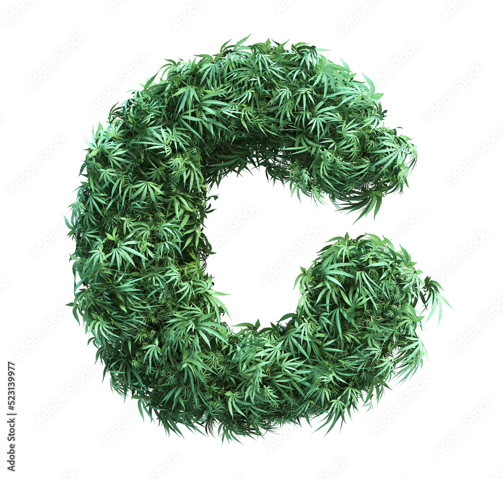 3D rendering of cannabis alphabet 3D rendering of cannabis alphabet
