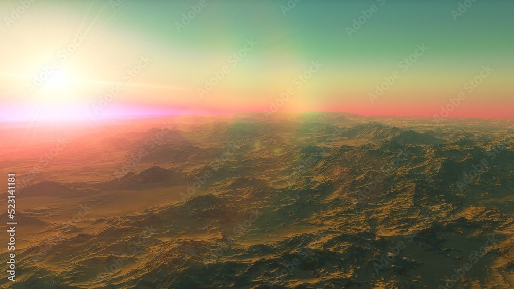 Fototapeta premium landscape on planet Mars, scenic desert scene on the red planet 