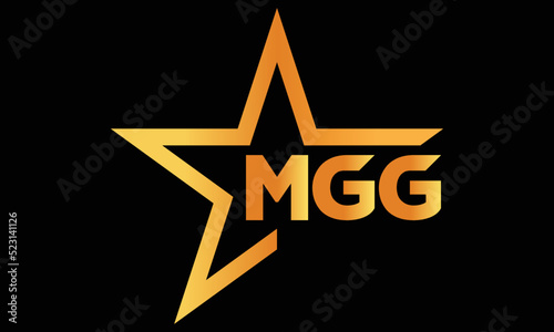 MGG golden luxury star icon three letter logo design vector template. royal logo | luxury logo | jewelry logo | premium logo | iconic logo | Victoria logo | photo