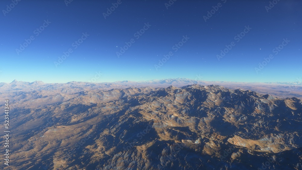 Mars like red planet, with arid landscape, rocky hills and mountains, for space exploration and science fiction backgrounds.
Mars like red planet, with arid landscape, rocky hills and mountains, for space exploration and science fiction backgrounds.