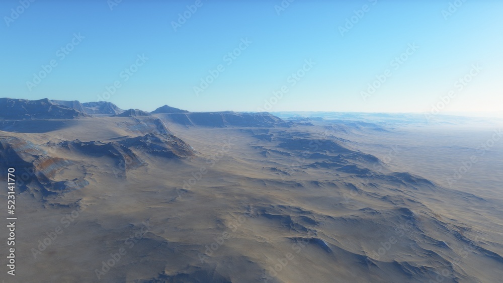 Fototapeta premium landscape on planet Mars, scenic desert scene on the red planet 