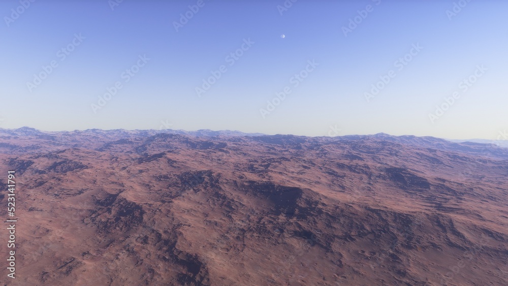 Fototapeta premium landscape on planet Mars, scenic desert scene on the red planet 