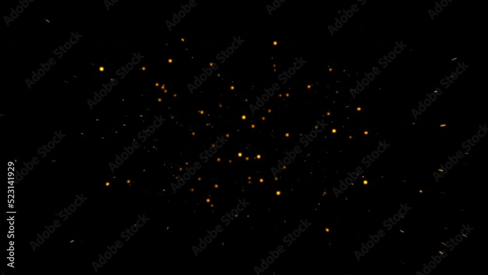 Abstract motion background glowing gold particles. Shimmering Glittering Particles With Bokeh.