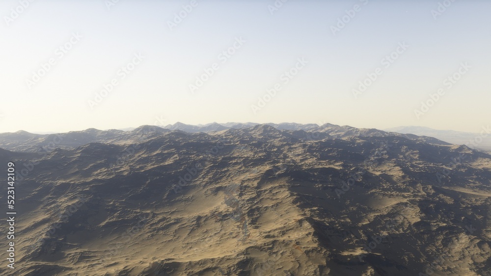 Obraz premium landscape on planet Mars, scenic desert scene on the red planet 