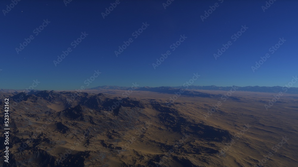 landscape on planet Mars, scenic desert scene on the red planet
