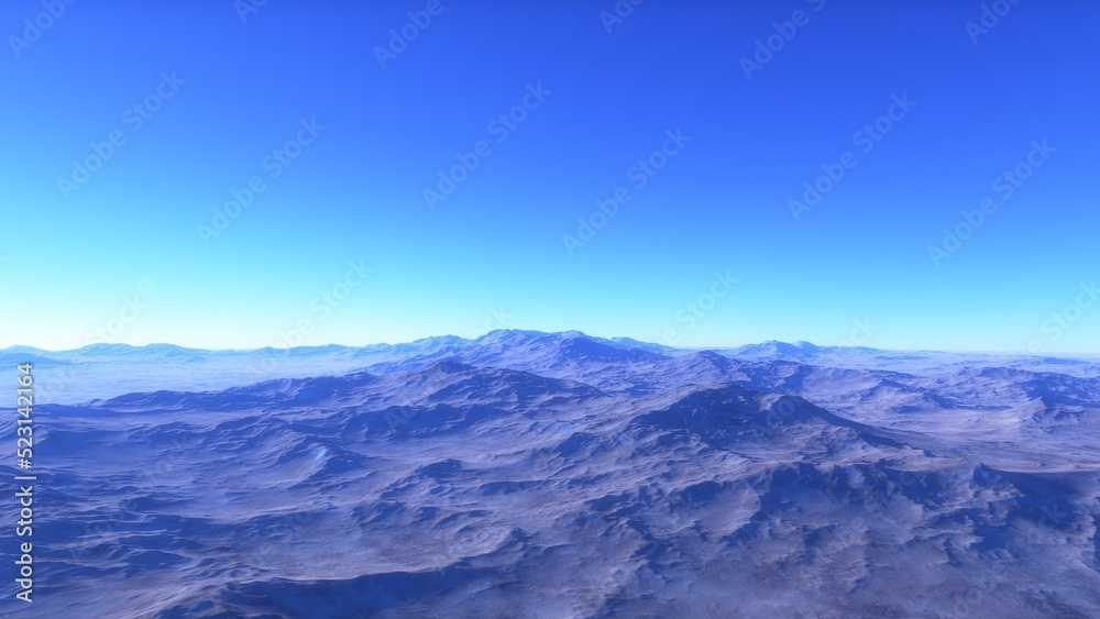 landscape on planet Mars, scenic desert scene on the red planet
