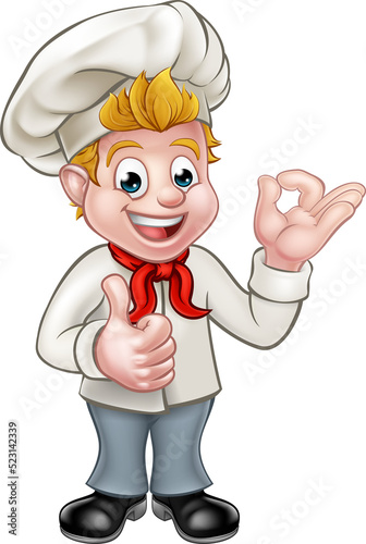Cartoon chef or baker chara...