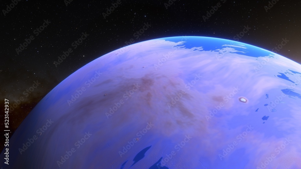 Naklejka premium super-earth planet, realistic exoplanet, planet suitable for colonization, earth-like planet in far space, planets background 3d render 