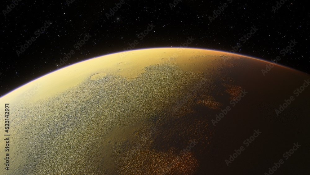 Fototapeta premium super-earth planet, realistic exoplanet, planet suitable for colonization, earth-like planet in far space, planets background 3d render 