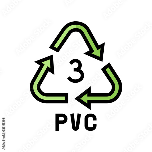 pvc recyclable plastic product color icon vector. pvc recyclable plastic product sign. isolated symbol illustration