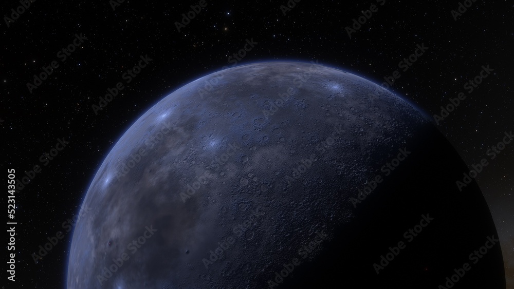 super-earth planet, realistic exoplanet, planet suitable for colonization, earth-like planet in far space, planets background 3d render
