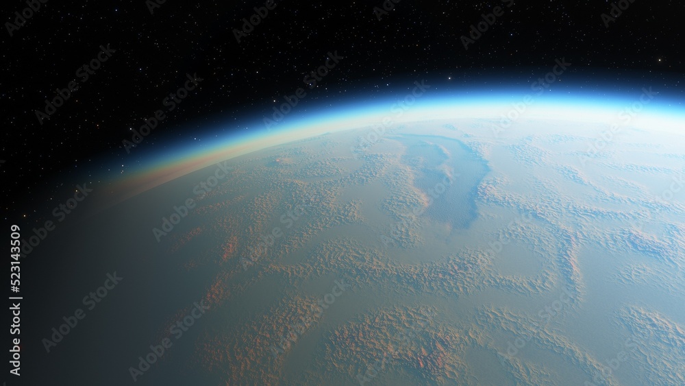 Fototapeta premium super-earth planet, realistic exoplanet, planet suitable for colonization, earth-like planet in far space, planets background 3d render 