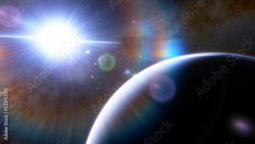 super-earth planet  realistic exoplanet  planet suitable for colonization  earth-like planet in far space  planets background 3d render 