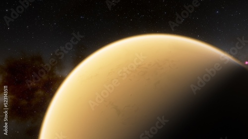 super-earth planet, realistic exoplanet, planet suitable for colonization, earth-like planet in far space, planets background 3d render 