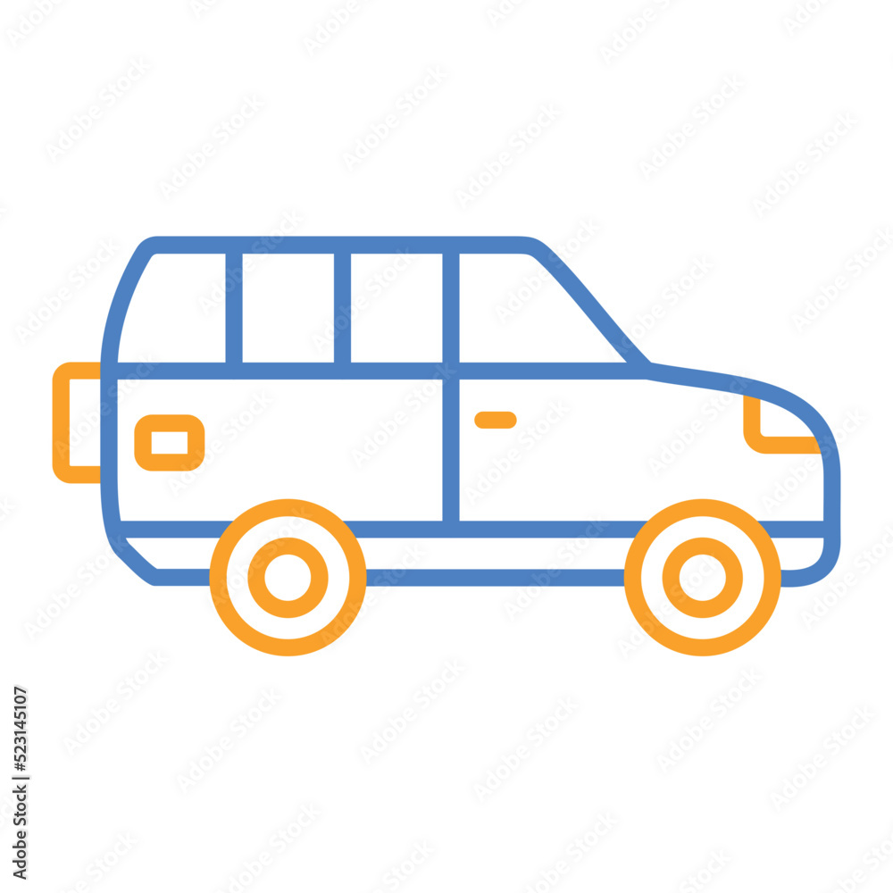 Wagon Car Blue And Orange Line Icon Wagon Car Blue And Orange Line Icon
