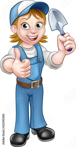 A cartoon gardener holding ...