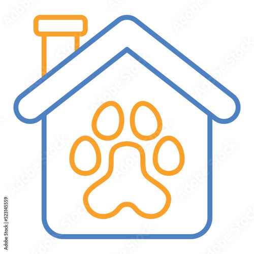 Pet House Blue And Orange Line Icon