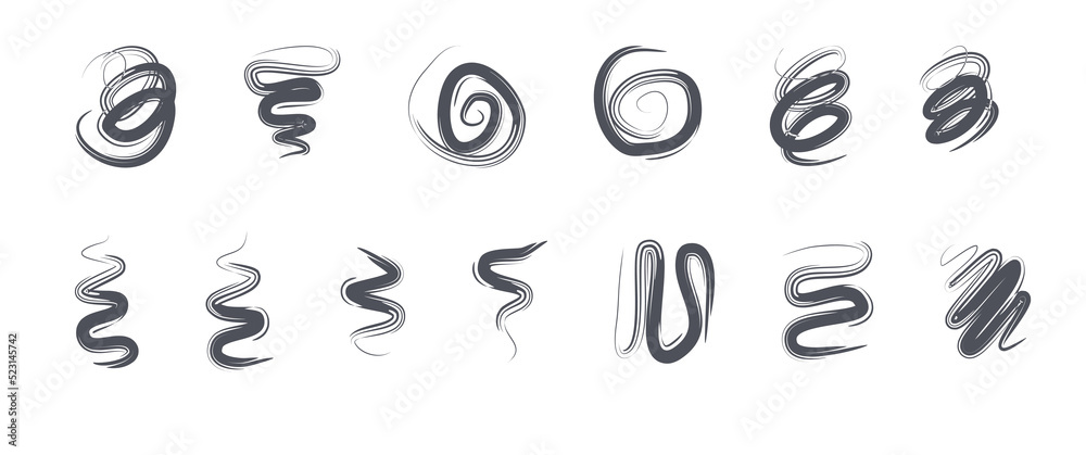 Abstract and seamless grunge swirl vectors bundle, spiral grunge vector, can be used for background elements, creative design components. Abstract and seamless grunge swirl vectors bundle, spiral grunge vector, can be used for background elements, creative design components.