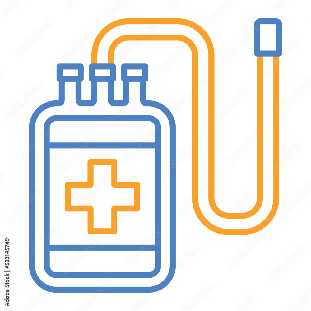Blood Bag Blue And Orange Line Icon Blood Bag Blue And Orange Line Icon