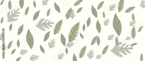 Leaves with various shape and color, seamless leaves background design concept, perfect for nature theme background, nature banner, international world day, and other graphical resources