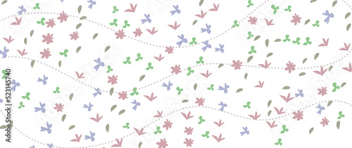 Colorful small flowers in random position vector illustration, seamless and abstract flowers, can be used for spring theme background, spring sale event, nature or beauty banner.
