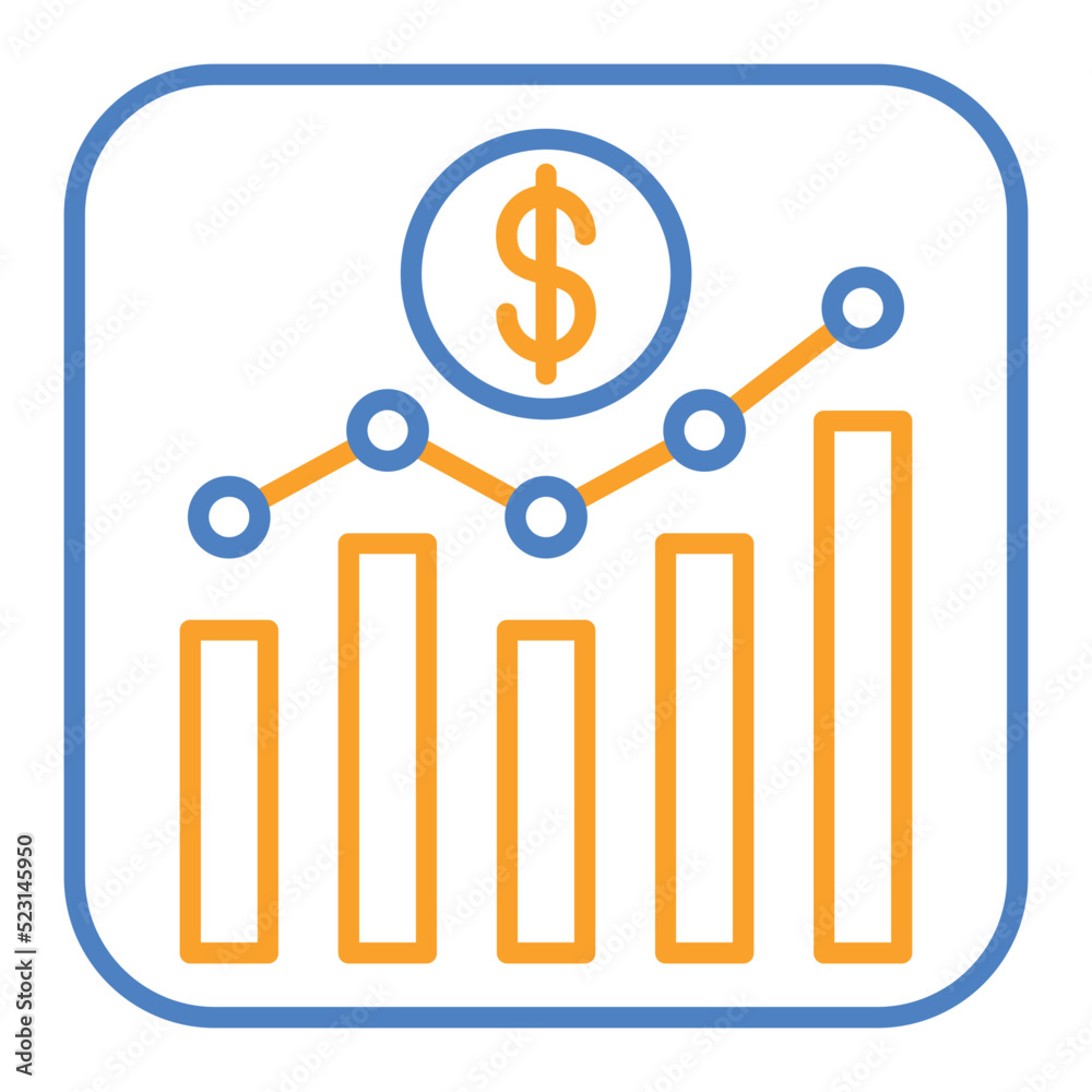 Stock Exchange App Blue And Orange Line Icon Stock Exchange App Blue And Orange Line Icon
