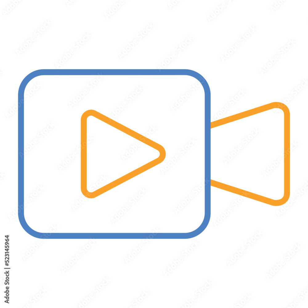 Video Calling App Blue And Orange Line Icon Video Calling App Blue And Orange Line Icon