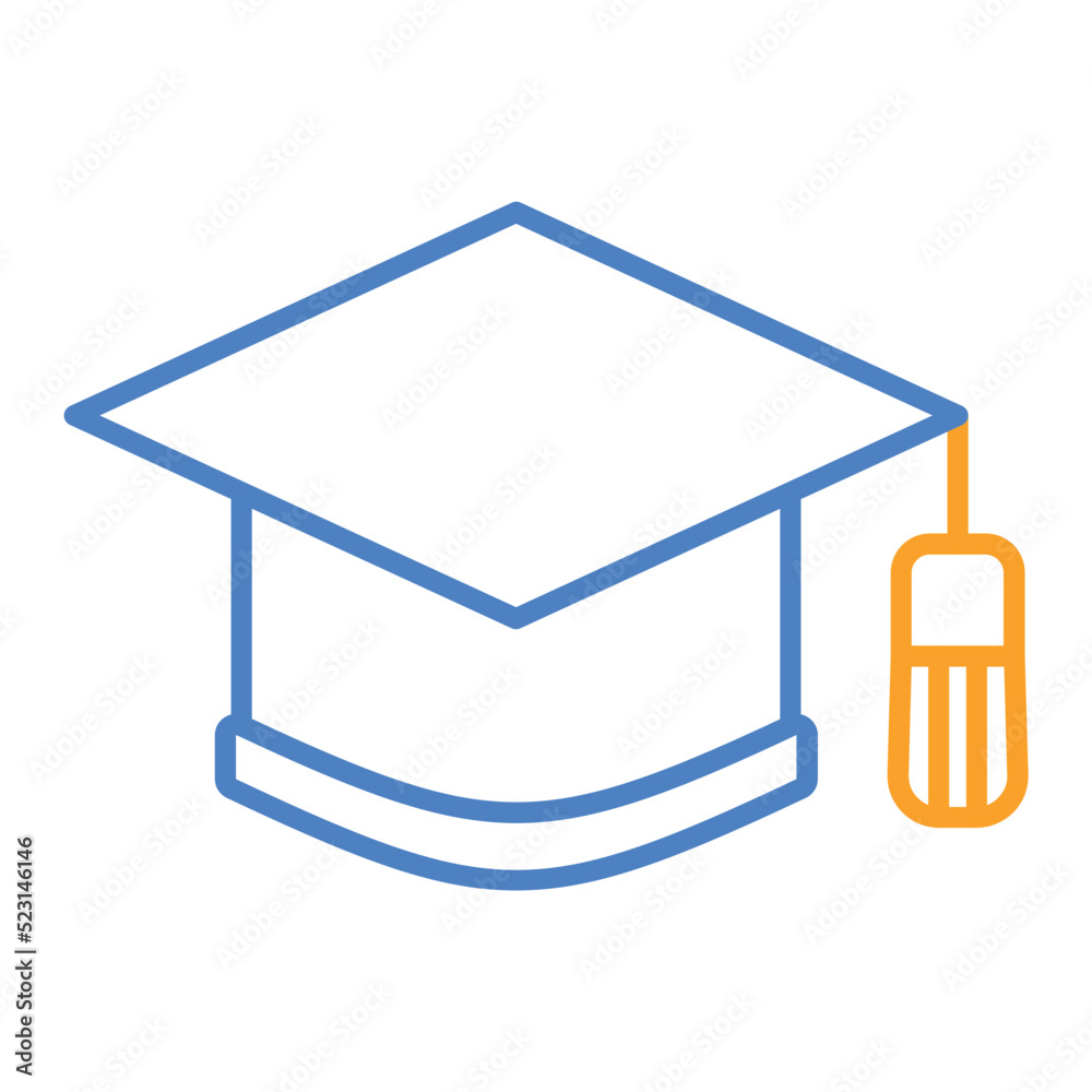 Graduation Cap Blue And Orange Line Icon Graduation Cap Blue And Orange Line Icon