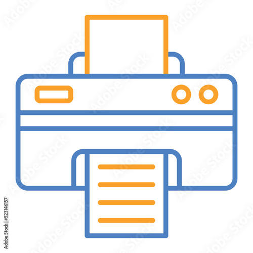 Printer Blue And Orange Line Icon